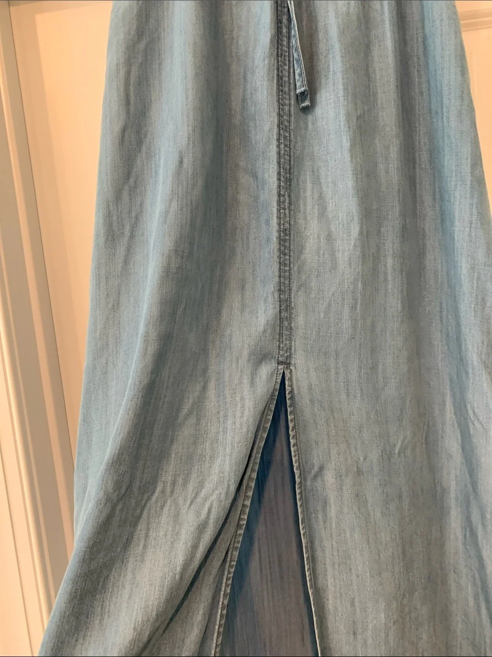 BB Dakota Light Denim Maxi Skirt with Contrast Hem